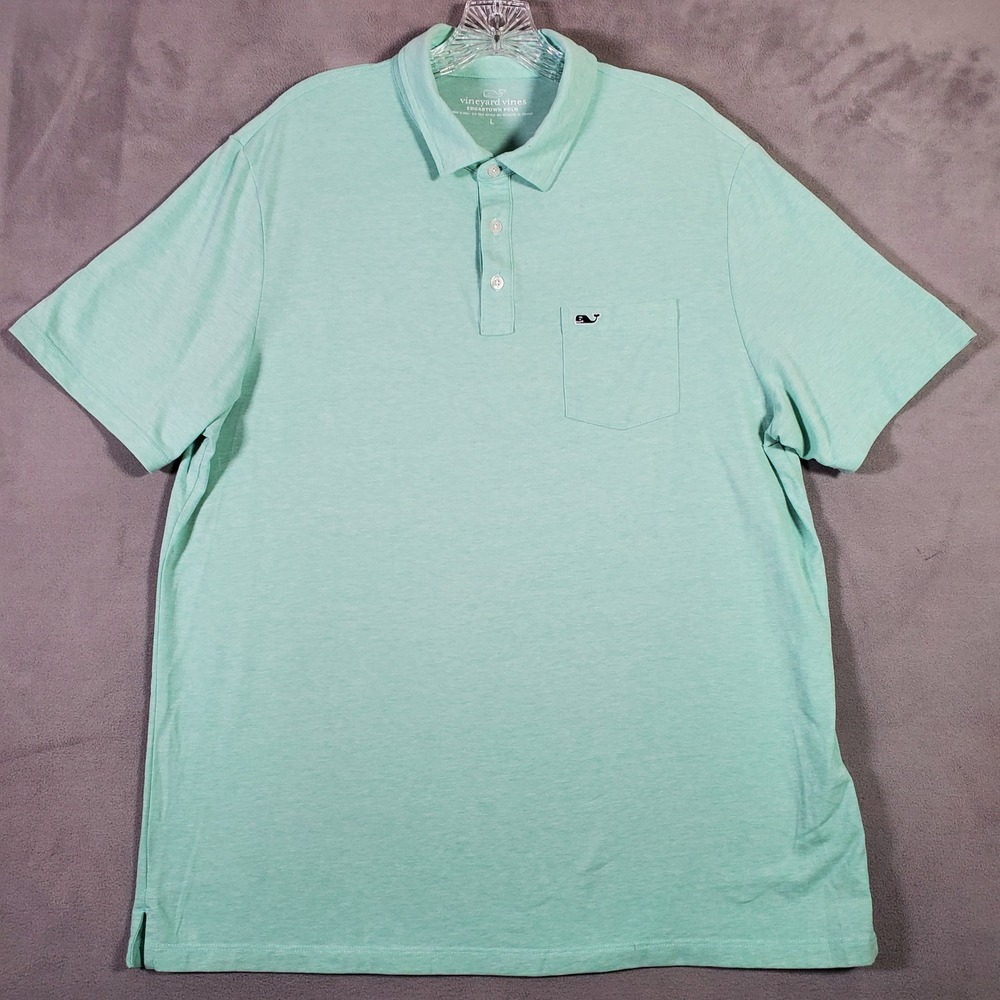 Vineyard Vines Edgartown Polo Shirt Mens L Mint Green Pima Cotton Preppy Coastal